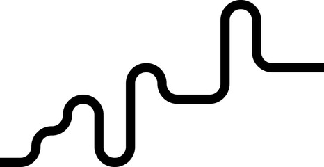 Thick curved and wavy line forming paths with rounded shapes, featuring maze and squared patterns.