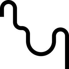 Thick curved and wavy line forming paths with zigzag and long patterns.