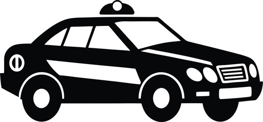 Police car silhouette, line art vehicle, law enforcement icon, patrol car vector, minimal emergency design  © VectorEliteX