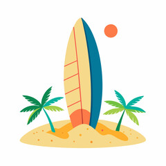 International Surfing Day Vector Illustration – Surfboard, Waves, Beach Life, Ocean Sport