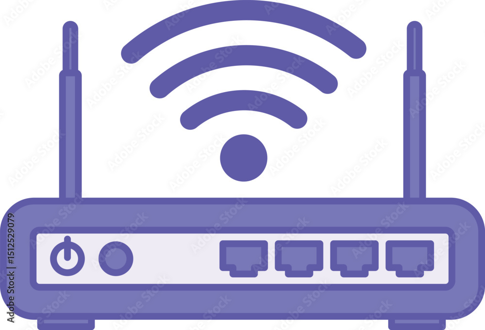 Poster colored modem icon. vector illustration. device that helps computers access the internet. gadget, te