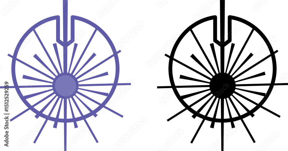 Poster laser icons. vector illustrations. device generating a beam of light. technology. concept devices