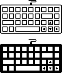 Keyboard Icons. Black And White Vector Illustrations. Device Used To Enter Information Into A Computer. Gadget, Technology. Concept Devices