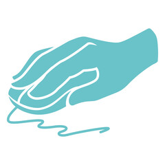 Hand holding a mouse