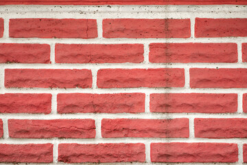 Red Brick Wall with White Mortar in Rustic Building Design, Real Photo, Natural Red Wall