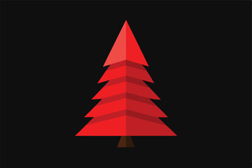 paper-christmas-tree-in-red-color-on-a-black-backg.eps