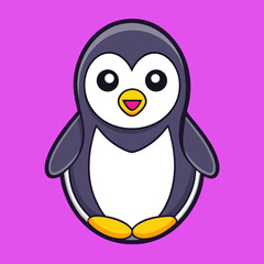 Obraz premium Playful penguin logo design vector illustration