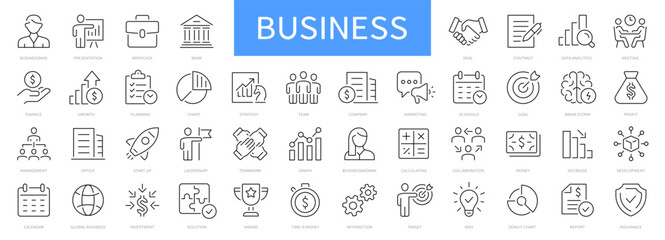 Plakat Business thin line icons set. Editable stroke. Vector illustration