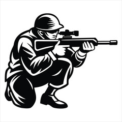 Military soldier saluting silhouette vector illustration for design use, A black silhouette of an soldier