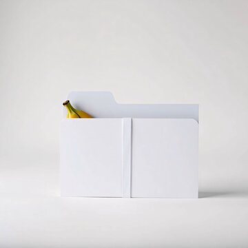 Creative Banana Folder Design: Unique Office Stationery on White Background