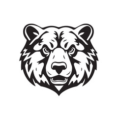 Bear head black silhouette on white background. Bear Face Icon. Minimal Bear Head Symbol. Vector illustration.	