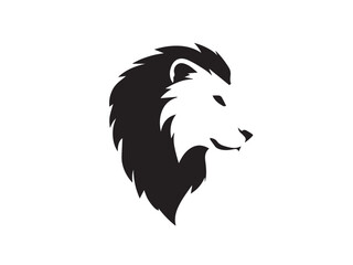 Lion head silhouette isolated on white background. Lion logo design. Vector illustration.	