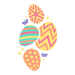 Eggs easter painted star flat