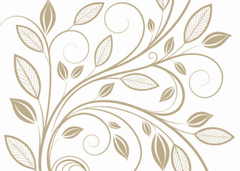 Elegant baroque wallpaper with jungle art deco leaves. Vector floral background in luxury vintage style. Hand drawn wavy botanical pattern. Decorative Gatsby design.

