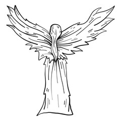 Fototapeta premium Female angel rear view line