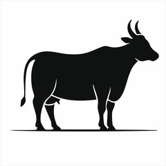 Minimalist Silhouette Cow Illustration Side View Cattle Farm Animal