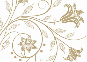 Elegant decorative background with baroque floral vector. Art deco style jungle leaves. Hand drawn wavy line ornament. Vintage luxury wallpaper for classic botanical themes.

