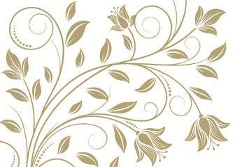 Luxury art deco pattern with baroque leaves. Vintage jungle background vector. Elegant floral wallpaper. Hand drawn botanical wavy ornament. Decorative Gatsby-inspired style.


