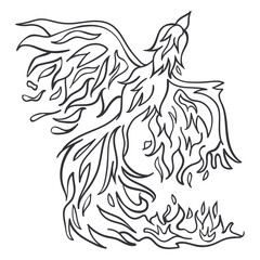 Phoenix rising from fire outline