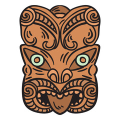 Maori mask hand drawn