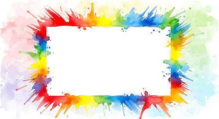 Colorful watercolor splash border for creative projects and designs