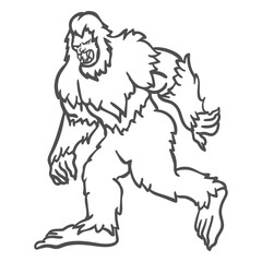 Bigfoot sasquatch growling walking outline