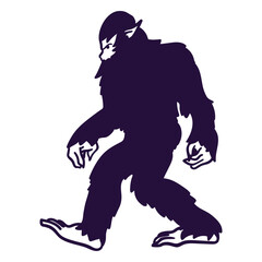 Bigfoot sasquatch walking cut out blacke