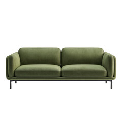 Fototapeta premium Green velvet sofa isolated on transparent background