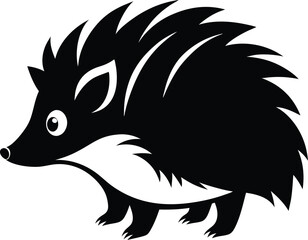  Hedgehog silhouette, line art animal, spiky creature icon, simple wildlife vector, minimal black illustration








