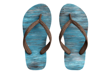 Isolated Image of Beach Summer Blue Flip Flops Shoes PNG Transparent Background