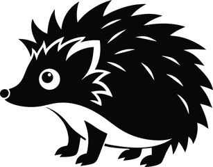  Hedgehog silhouette, line art animal, spiky creature icon, simple wildlife vector, minimal black illustration








