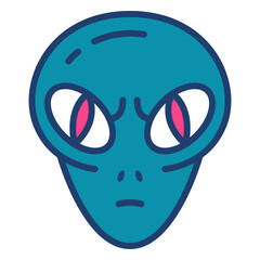 Colorful angry alien head stroke