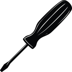 Screwdriver Silhouette Black Vector | Hand Tool Icon for Repair & DIY Projects