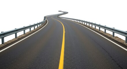 Winding asphalt highway with yellow line road trip travel concept