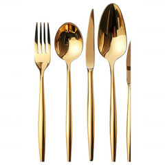 Gold Cutlery Set, Golden Utensils, Luxury Flatware, Modern Gold Silverware, Elegant Dining Set