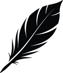 Obraz premium Feather silhouette vector, black feather icon, simple bird plume, isolated design element, minimal nature graphic 