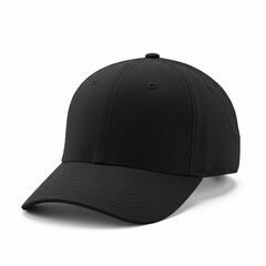 Fototapeta premium Sleek black baseball cap with a structured fit, ideal for sports, fashion, and casual wear
