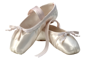 Elegant Satin Ballet Slippers Beautifully Stacked on a PNG Transparent Background Isolated