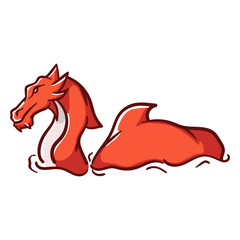 Folklore creature dragon swimming red