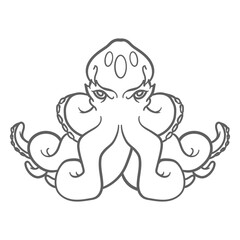 Folklore creature kraken sitting stroke