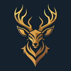 Golden Highlight Ornate Deer Logo vector illustration