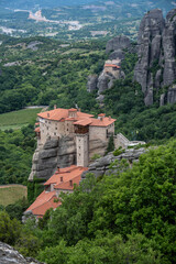 Fototapeta premium ancient churches in the remote mountains of the Meteora Valley in Greece on a May day