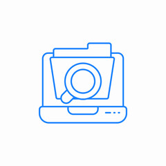 laptop search folder icon sign vector