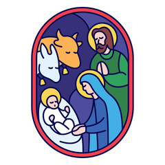 Stained glass christmas flat