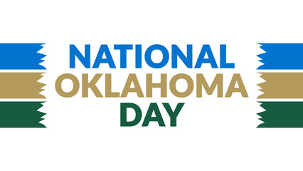 National Oklahoma Day text with side lines on a White background. Which is observed every year in June to celebrate National Oklahoma Day.