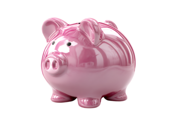 Shiny Pink Piggy Bank Transparent Background Savings Concept Wealthy Future Finance