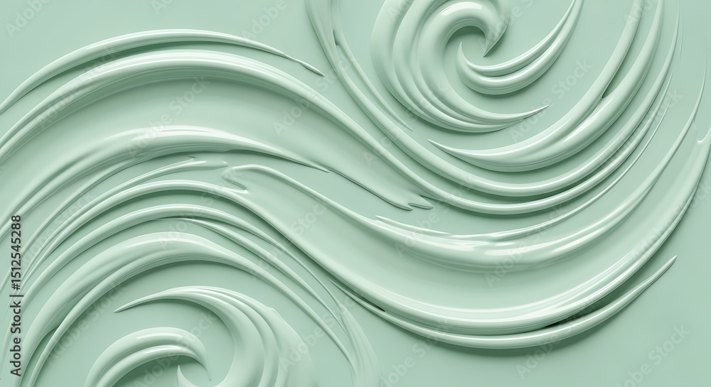 Poster textured light green pattern created with smooth, flowing design techniques