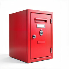 Red mailbox for postal letters with secure locking mechanism Concept of World Post Day 