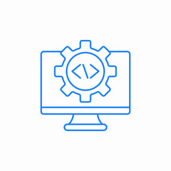monitor gear code icon sign vector