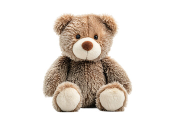 Obraz premium Cute Brown Plush Teddy Bear on Transparent Background Isolated for Kids Illustration